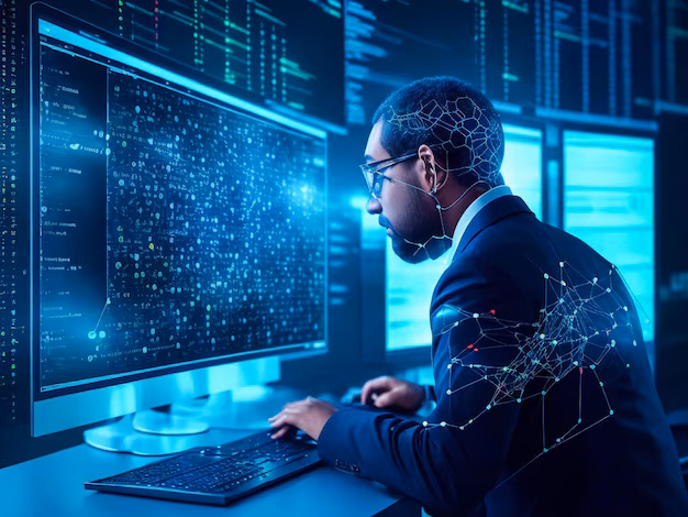 man-suit-sits-computer-with-graphic-man-working-screen_939033-17067 man-suit-sits-computer-with-graphic-man-working-screen_939033-17067